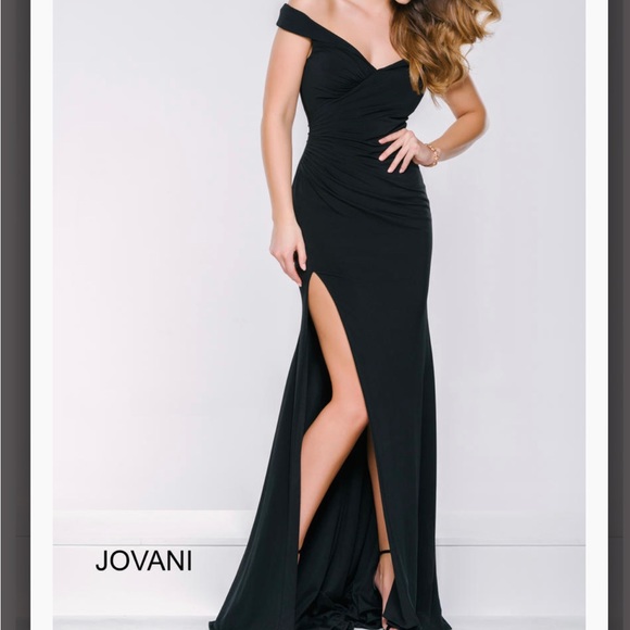 Jovani Dresses & Skirts - New Jovani 40582 Off the Shoulder High Slit Gown size 0 black